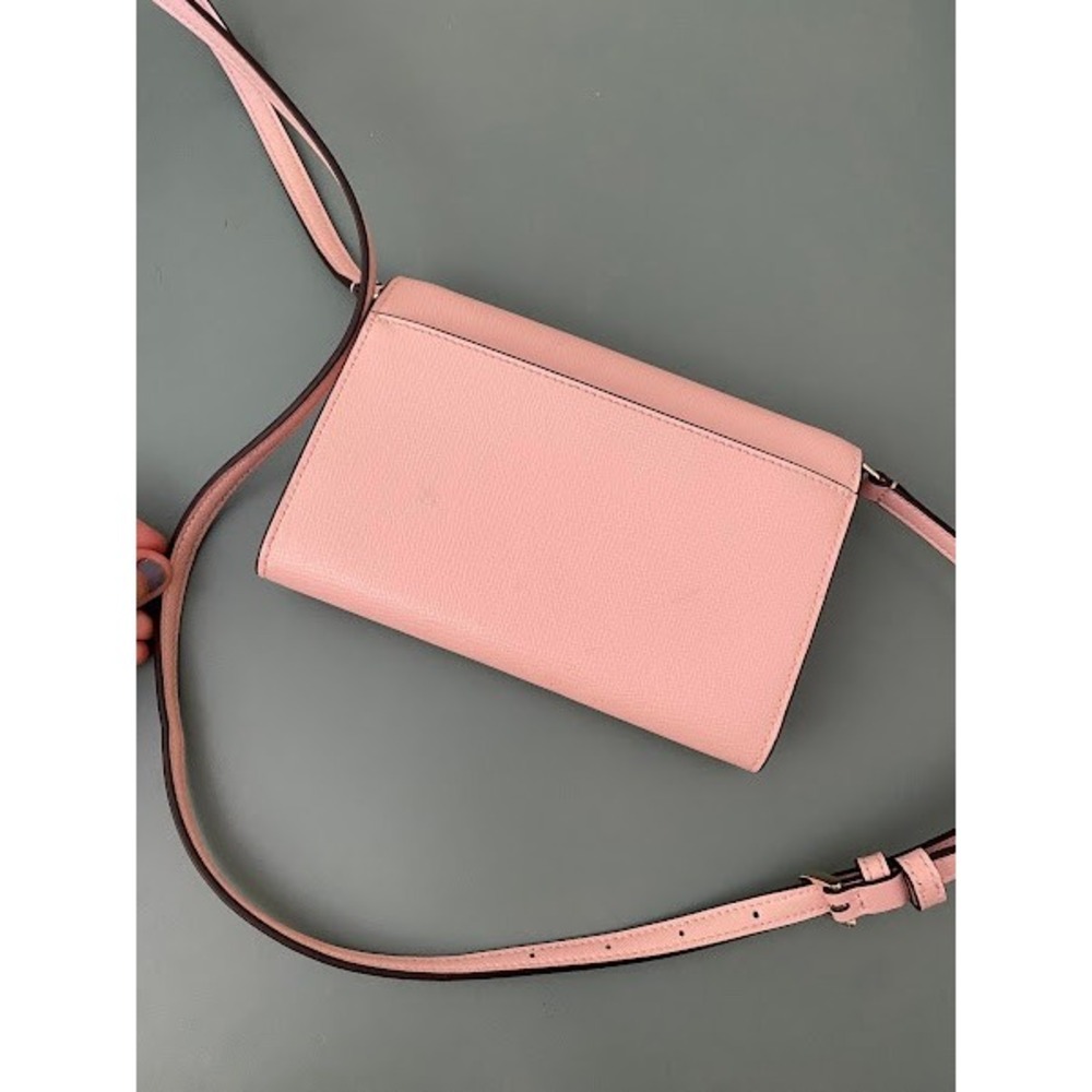 Kate Spade Pink Saffiano Leather Crossbody Wallet Bag Clutch Gold Logo - Picture 11 of 11